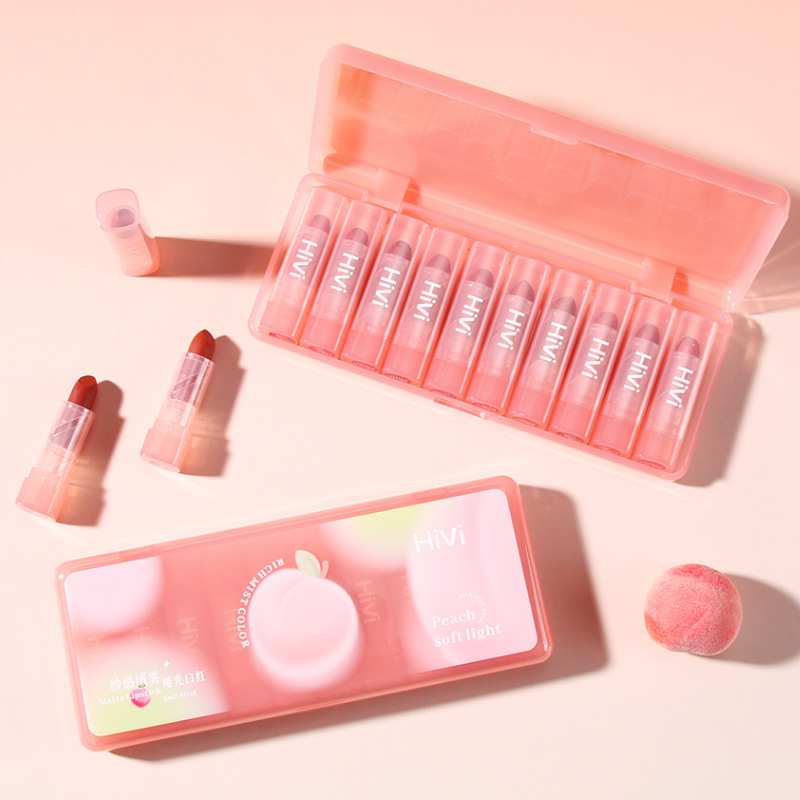 Hivi Velvet Soft Matte 10-Piece Set Lipstick Girl Student Party Whitening Non-Stick Cup Cross-Border