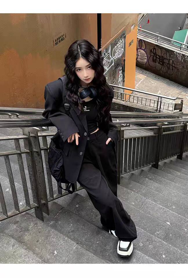 Áo blazer nữ dáng suông cổ vest hai nút tay dài phong cách Hàn Quốc — Màu đen [mẫu chất lượng cao], Nâu, màu xanh đậm, màu xám đậm chi tiết 25