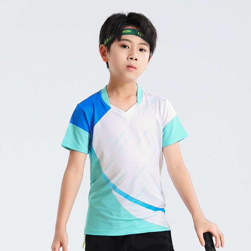 Seco rápido transpirable poliamonio bádminton set hombre y mujer V-cuello chaqueta deportiva para niños logotipo de impresión de adultos