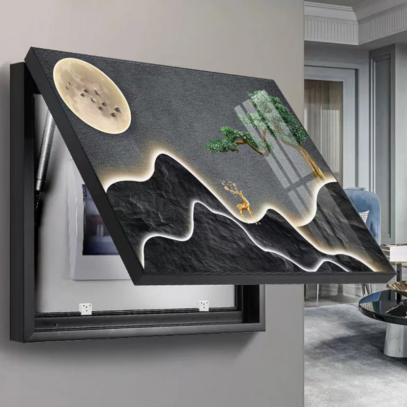 モダンライト高級メーターボックス装飾絵画パンチフリーアートシンプルなリビングルーム吊り絵画ブロックボックス電気スイッチ壁画|undefined