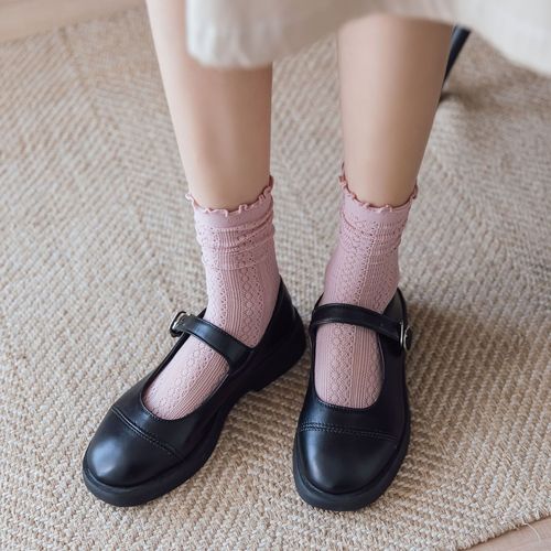 JK socks women's summer hollow mesh thin breathable rolled edge fungus mid-calf Lolita Japanese style pile socks long