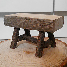 田园风实木小板凳创意原木手工微型玩偶木凳子装饰品摆件拍照道具