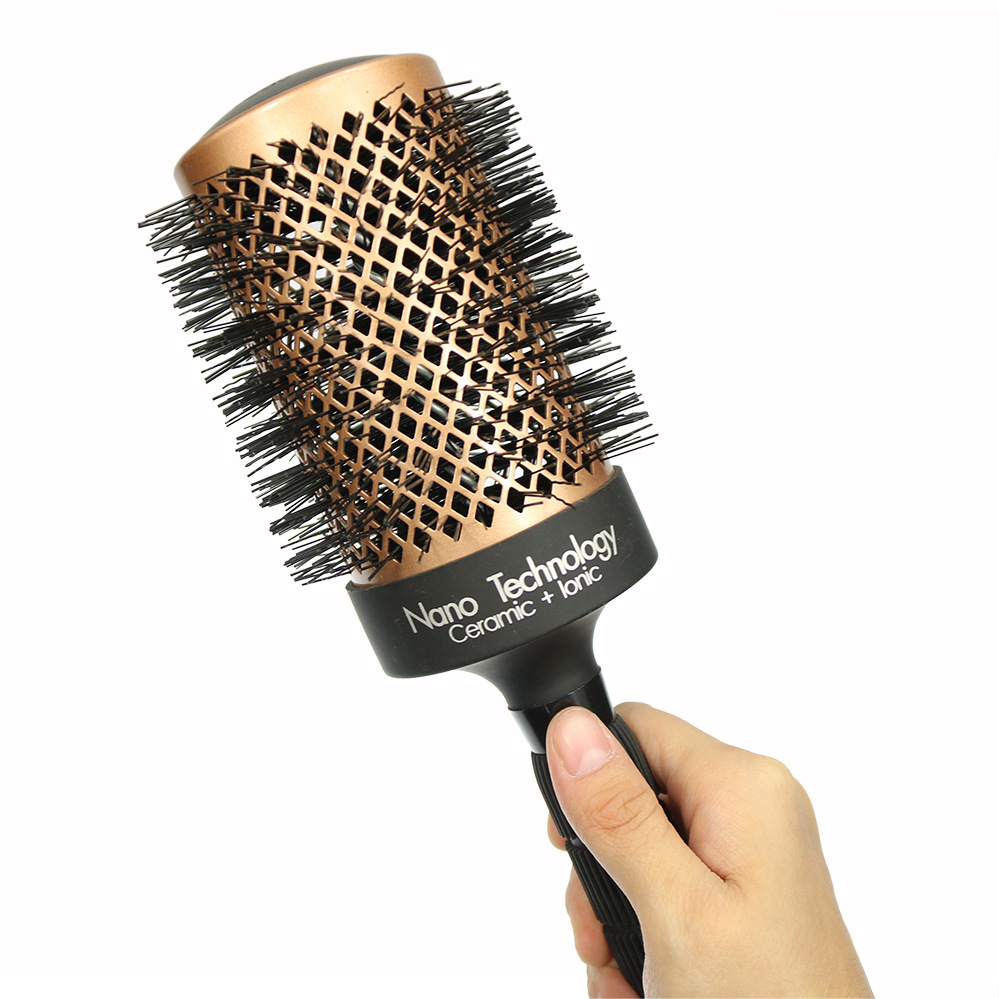 金色陶瓷負(fù)離子滾梳內(nèi)扣大波浪卷發(fā)梳導(dǎo)熱造型梳