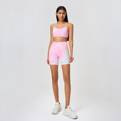 Nude Sensual Elastic Yoga Pants Abdominal and Hip-lifting Cycling Fitness Three-quarter Pants Tight Running Sports Shorts for Women DK067