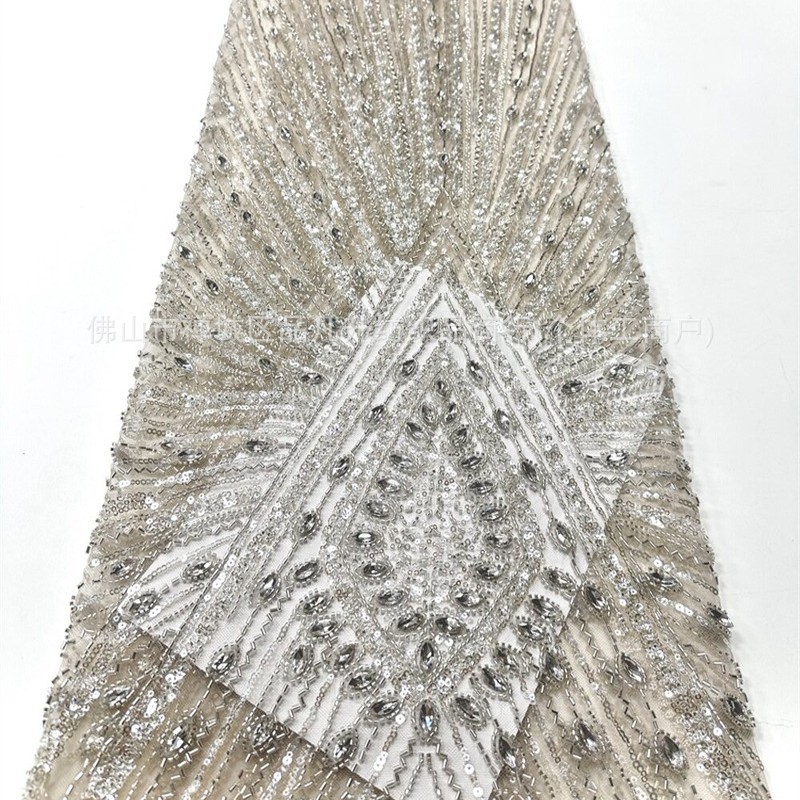 Vertical V radiante tubo de diamante de plata tela de malla de tela de vestido delgada larga cortar al por mayor