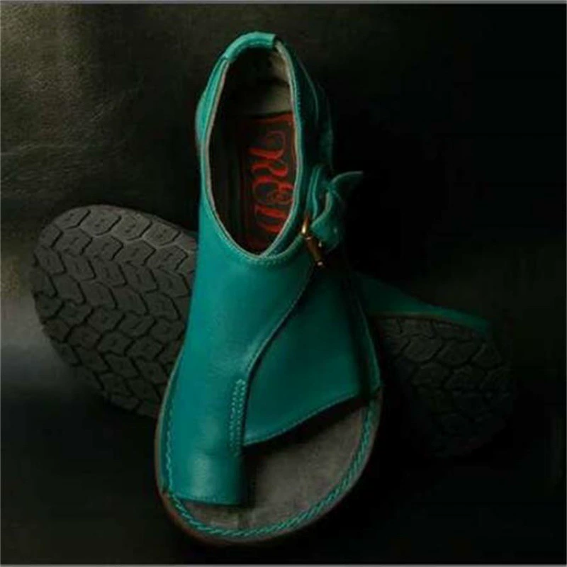 Amazon eaby женская обувь 2022 Лето Новые Большие размеры пряжки носок плоские повседневные сандалии женские оптом