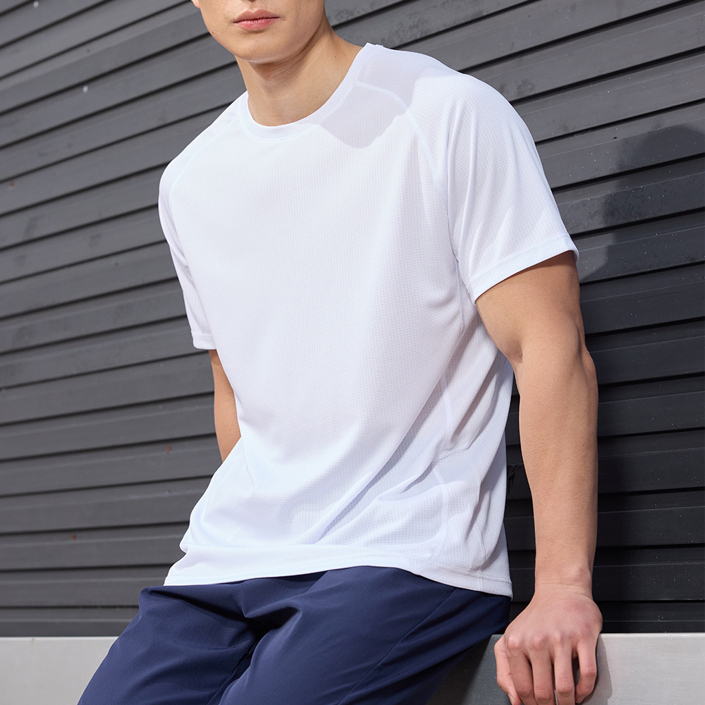 Camiseta deportiva de color sólido de manga corta de cuello redondo para hombres y mujeres, delgada maratón, entrenamiento de baloncesto, acondicionamiento físico, ropa seca rápida, verano
