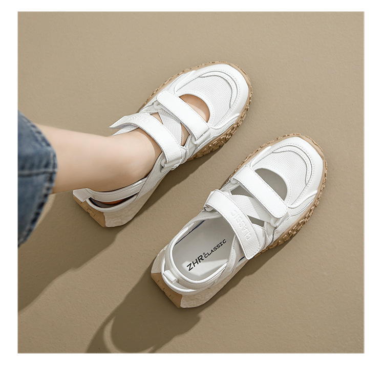 Giày sneaker nữ bít mũi lưới thoáng khí đế dày phong cách thể thao — Màu bạc KD09 chi tiết 19