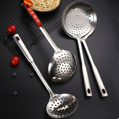 加厚油炸火鍋大漏勺加大無磁不鏽鋼廚師油鼓漏廚房大號過濾網漏勺