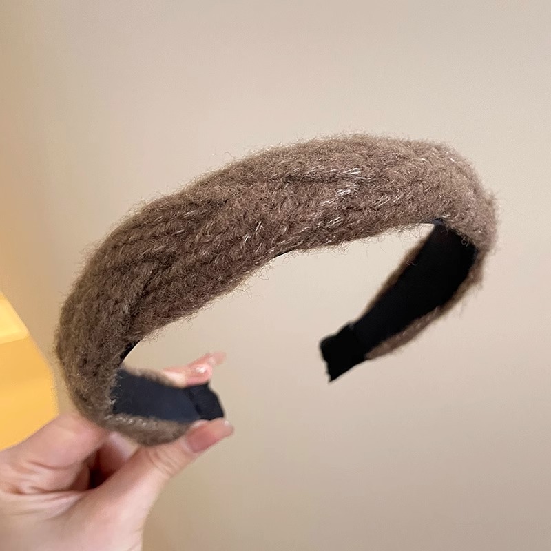 Otoño e Invierno Internet celebridad nueva diadema marrón femenino alto cráneo superior horquilla pelo de ala ancha pelo paquete presionando headwear lavado de cara diadema al por mayor