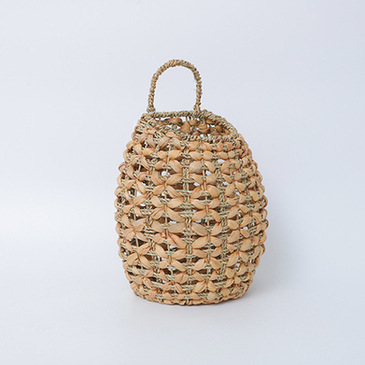 Cestas de flores portátiles tejidas a mano tejidas de paja pequeñas macetas colgadas de pared de caña tejidas cestas colgadas de calabaza de agua colgadas de hierba flor seca vasos