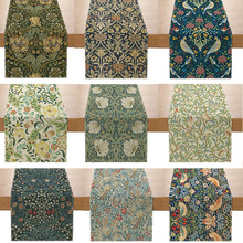 亚马逊新款波西米亚印花复古植物桌旗厨房餐桌装饰桌布现代简约