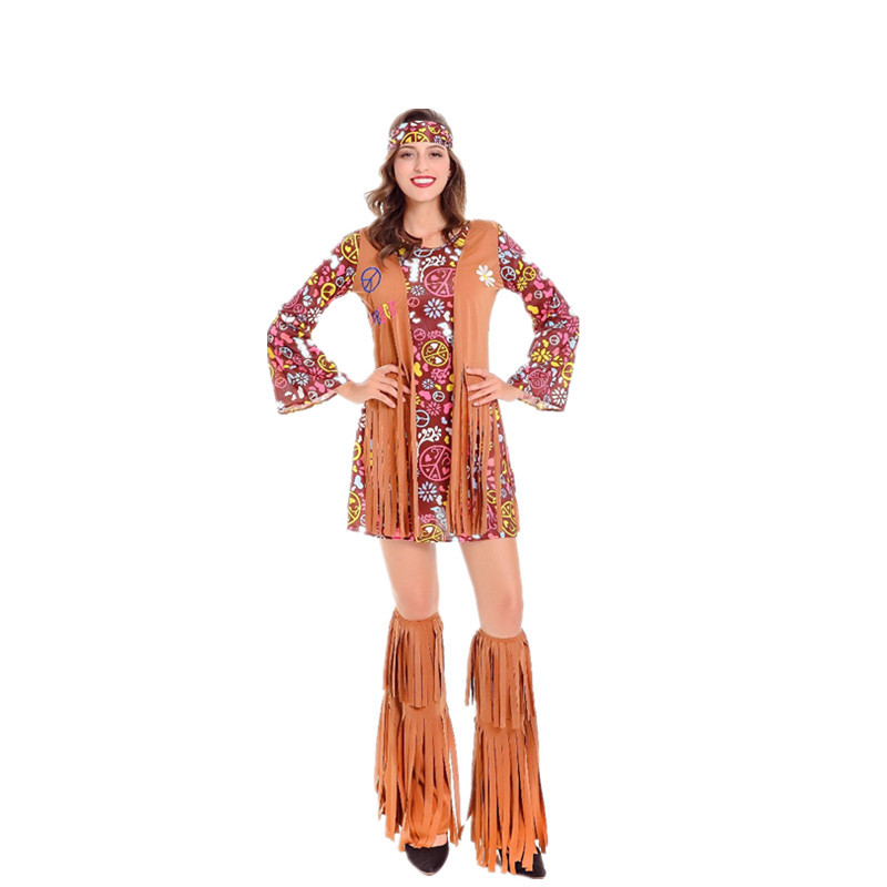 2022女式流苏嬉皮士服装 复古hippie复古演出服 万圣节阿拉伯服装