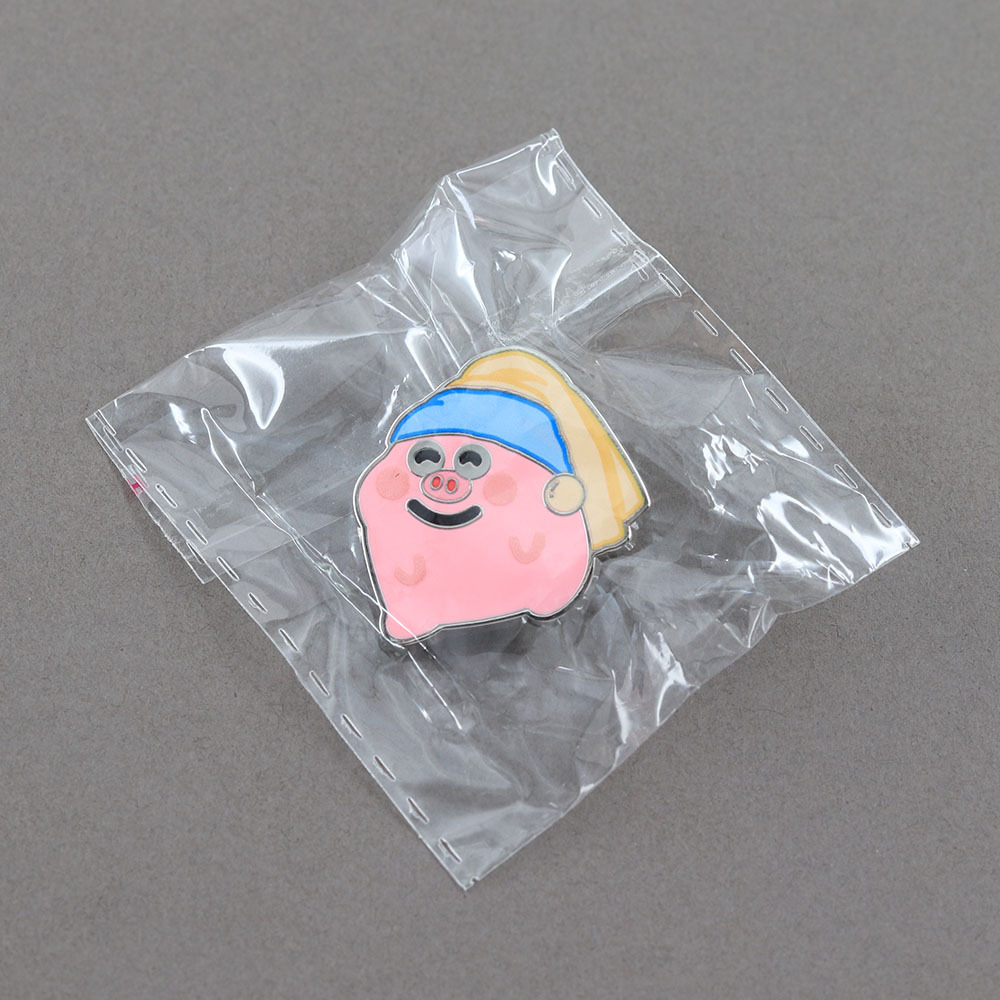 Girl with Pearl Earrings Enamel Badge Cartoon Pig Metal Brooch Cross-Border Hot-Selling Backpack Accessory Wholesale