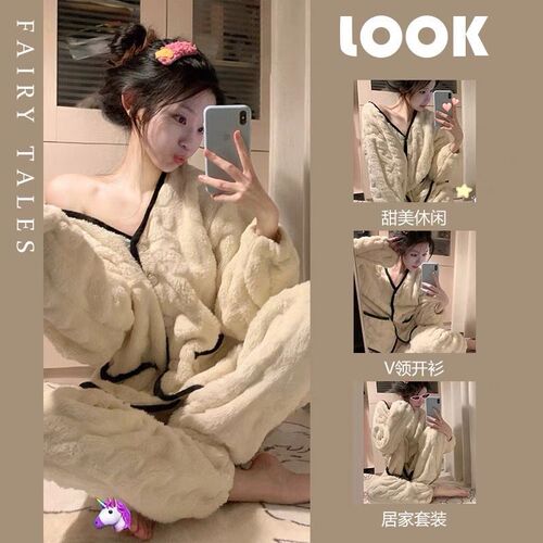 Factory Wholesale Plush Thick Autumn/Winter New Coral Fleece Nightgown for Women Students, Ins Dorm Suitable for Export and Import Trade