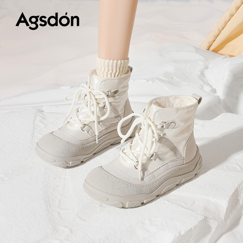 Botas de nieve de fondo grueso para mujeres 2025, invierno nuevo gran aspecto de zapatos de algodón grueso botas casuales cortas