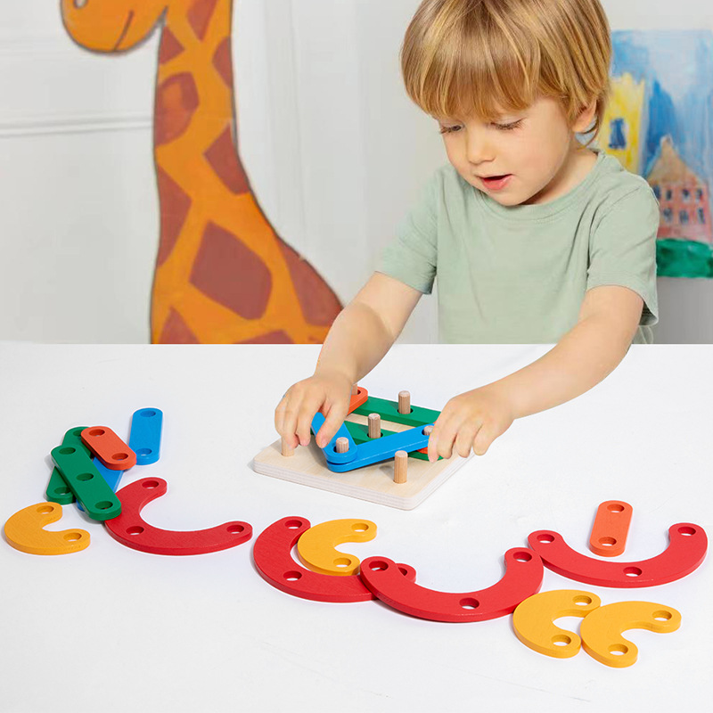 Monti madera variable puzzle tic-tac tic-tac ajedrez infantil geometría ensamblaje puzzle juego de entrenamiento de concentración juguete de puzzle