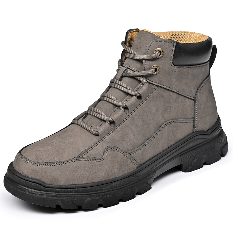 Bottes de travail montantes pour hommes, chaussures de sport en cuir souple pour moto, chaussures à la mode pour hommes_voghion.com