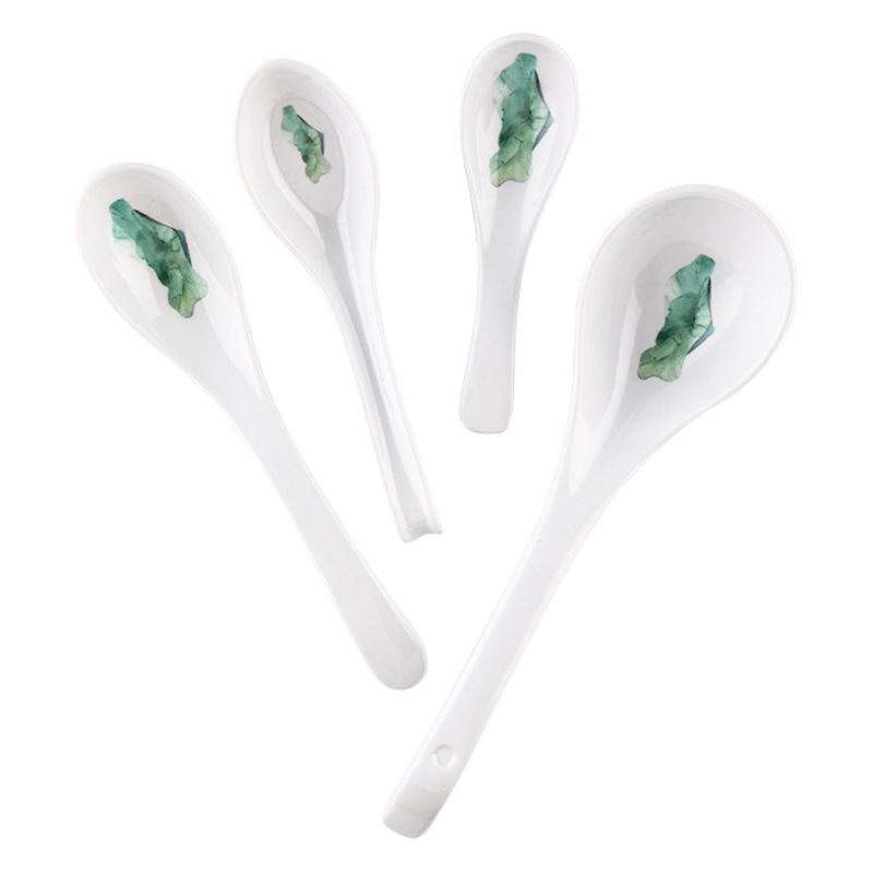 Yongsheng cuchara de gancho de melamina cuchara de mango largo de plástico cuchara de porcelana de imitación ramen cuchara de sopa cuchara más