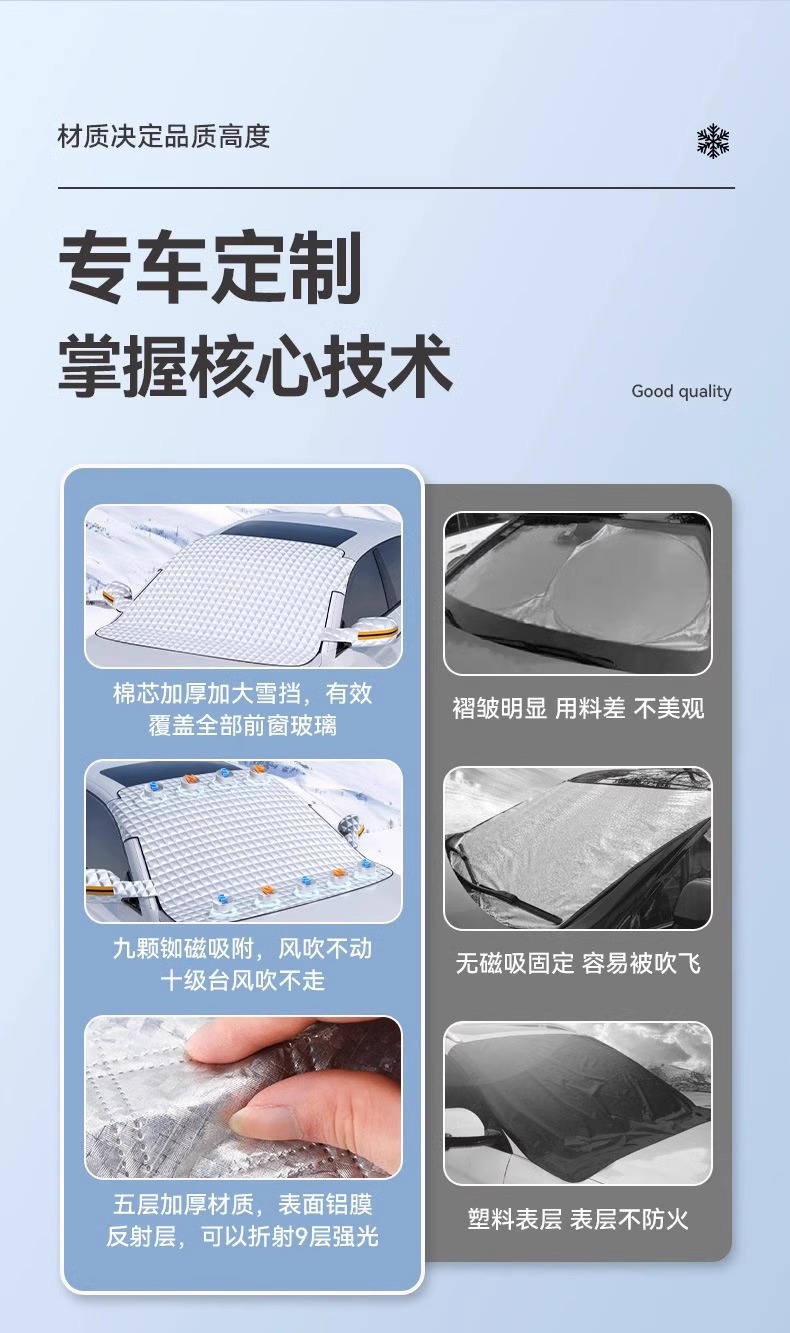 Car Snow Shield, Snow Cover, Snow Protection Cover, Glass Shield for Winter Snow and Frost Protection, Front Windshield Cover, Windproof, Thickened