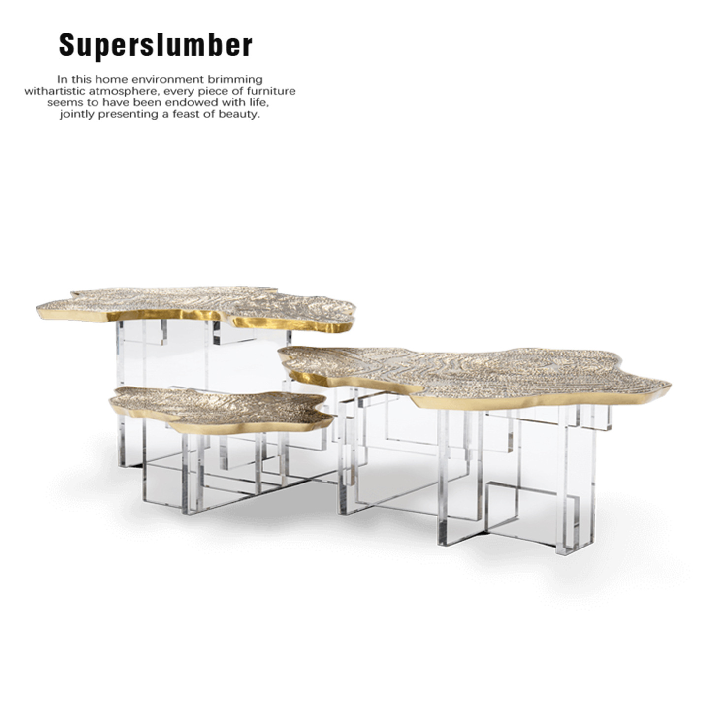 Italian light luxury etched metal coffee table villa home living…