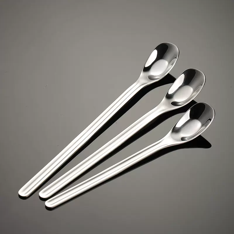 埃恩304不锈钢元宝平底冰勺甜品搅拌勺子多规格咖啡勺高颜值汤更