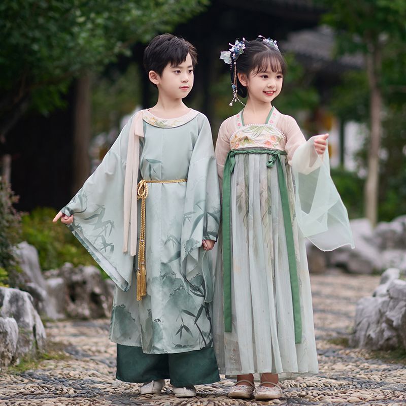 Children's Hanfu for Boys and Girls, Round-Neck Robe, Traditional Chinese Clothing, New Autumn Collection, Stylish Tang Suit Performance Dress Children's Hanfu for Boys and Girls, Round-Neck Robe, Traditional Chinese Clothing, New Autumn Collection, Stylish Tang Suit Performance Dress