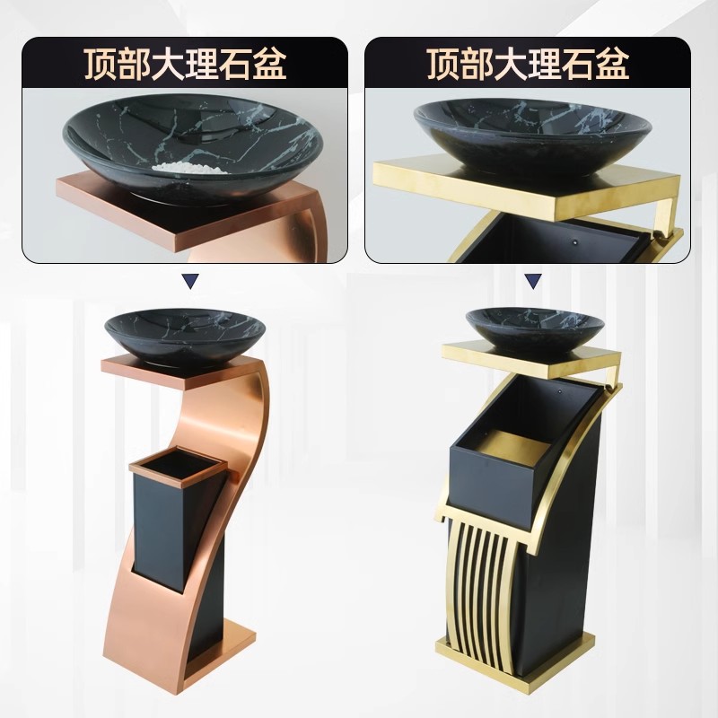 Botella de basura de acero inoxidable comercial hotel lobby sanitario con cenicero hotel KTV hall vertical cenicero