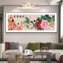 花开富贵十字绣2024新款线绣客厅卧室床头画牡丹花鸟蝴蝶手工刺绣