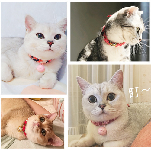 Japanese style cat bell cute necklace cat collar adjustable cat bell dress up pet cat supplies accessories