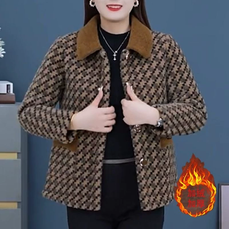 Трансграничная мама среднего возраста плюшевая толстая осенняя и зимняя модная куртка