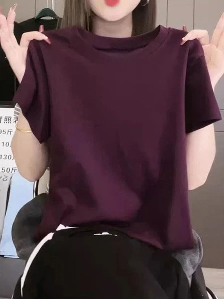 2026 Trendy Summer New Style Slim-Fit Versatile High-End Stylish Pure Cotton Short-Sleeve T-Shirt for Women