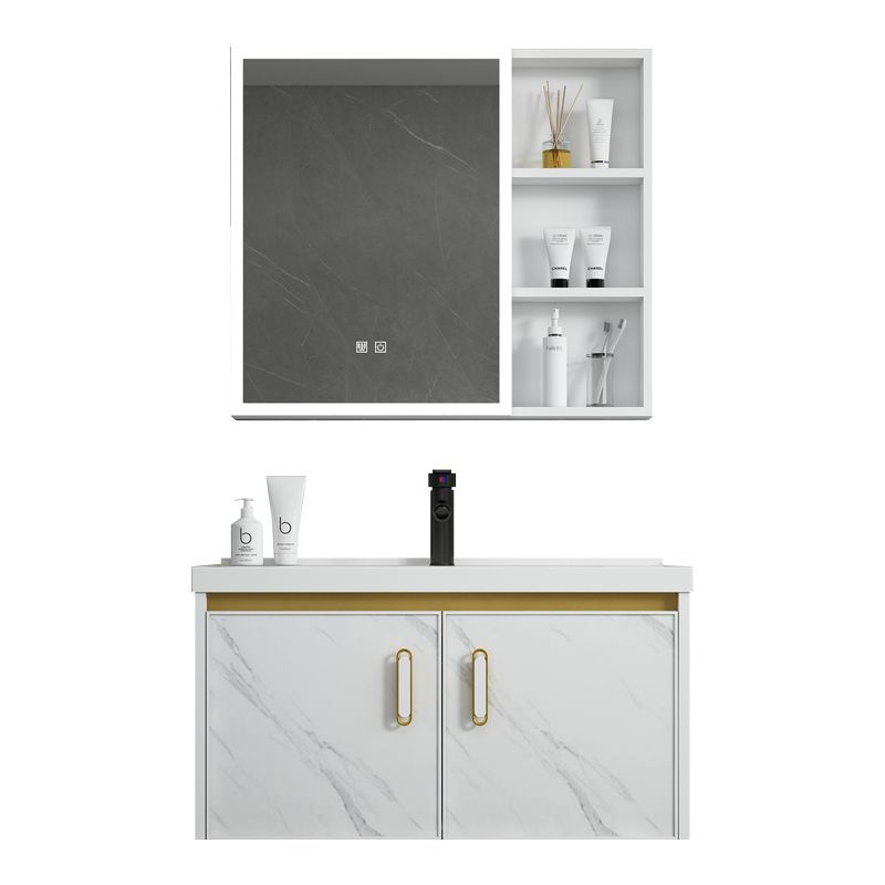 Mueble de baño de aluminio espacio minimalista moderno lavabo pequeño apartamento baño lavabo de cerámica combinación de gabinete