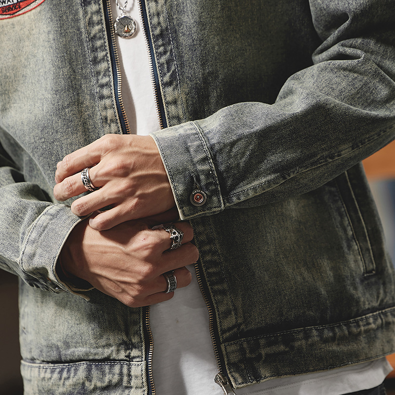 Autumn and winter trendy brand denim jacket men's loose retro men's jacket versatile lapel high street men's top_voghion.com