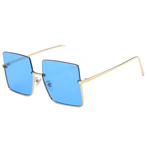 Sunglasses for women with a half-frame, metal-cut edge, new trendy retro Hong Kong style, large-frame sunglasses