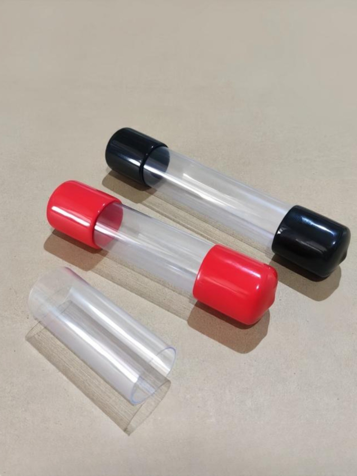 带防尘帽塑料包装管透明PVC材质外径22内径21mm空心管带堵头