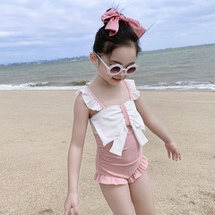 Children's swimsuits, girls, little ones, one-piece hot spring swimsuits, small fresh Korean style cute bows, professional wholesale swimsuits