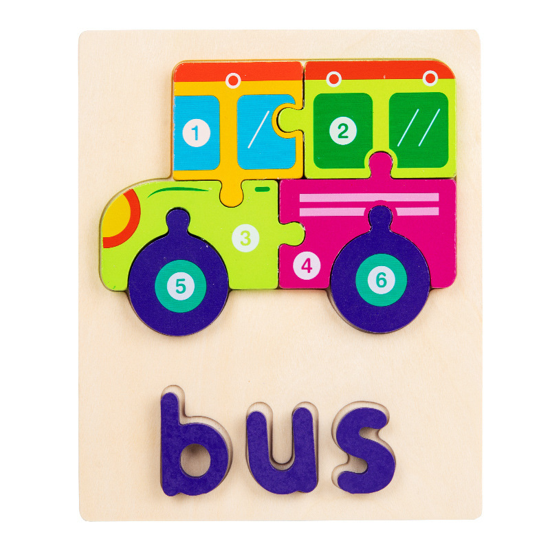 Palabras cognitivas digitales aprendiendo jugando y aprendiendo material didáctico Nuevo rompecabezas de alfabeto digital para niños de dibujos animados