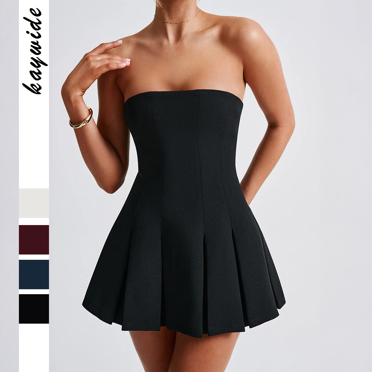 Diyun European and American Elegant Evening Dress Strapless Pleated Skirt dress Women's Dress 2025 Spring/Summer Amazon Independent Station