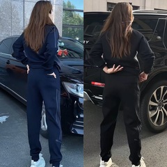 轻奢百搭流行设计感秋季上新男女同款休闲卫衣直筒长裤时尚套装