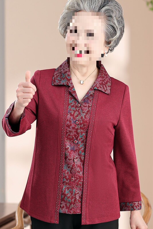 Elderly Women's Autumn Wedding Banquet Dress, Middle-Aged and Elderly Women's Spring and Summer Thin Dress