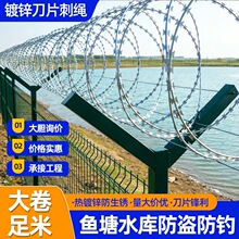 热镀锌 刀片刺绳 鱼塘养殖区 农田果园刺丝滚笼 河道水库防盗刺