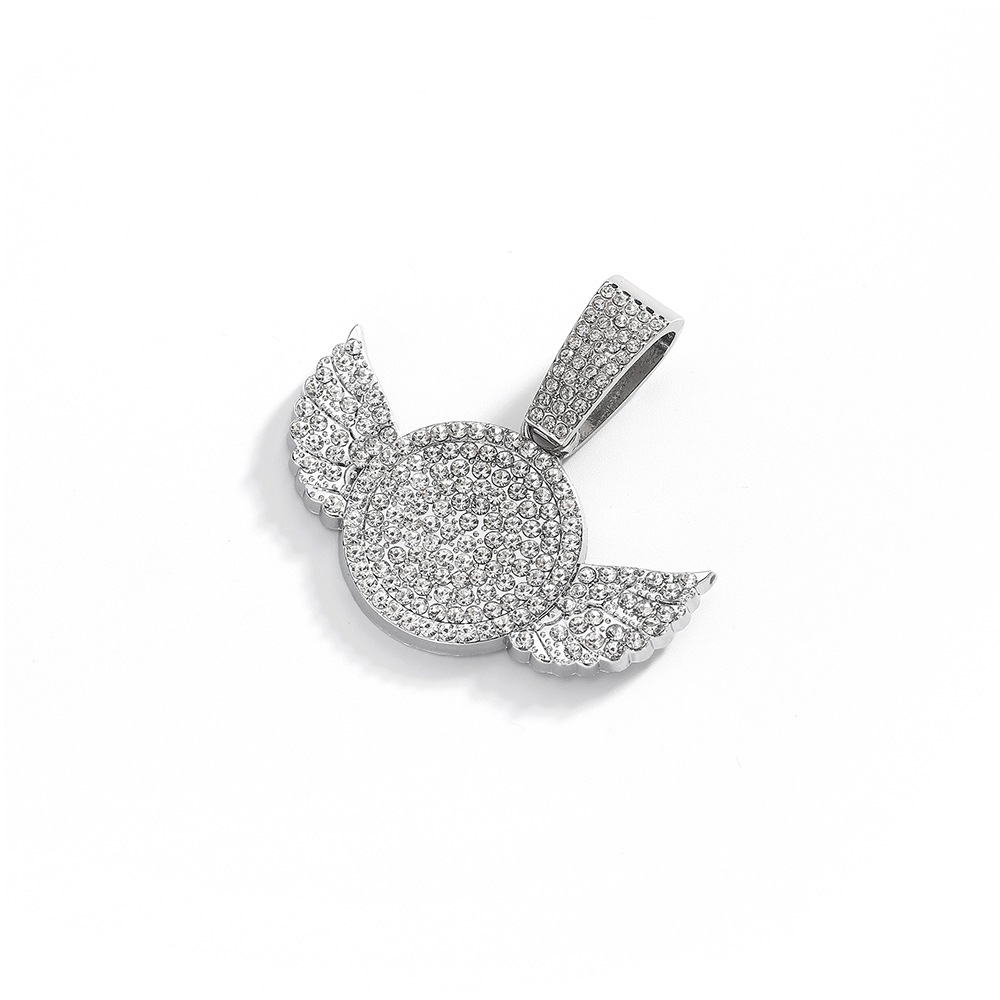 Collar transfronterizo europeo y americano nicho de diseño de taladro colgante de alas para hombres y mujeres Amazon Hip Hop cadena cubana cadena de tenis