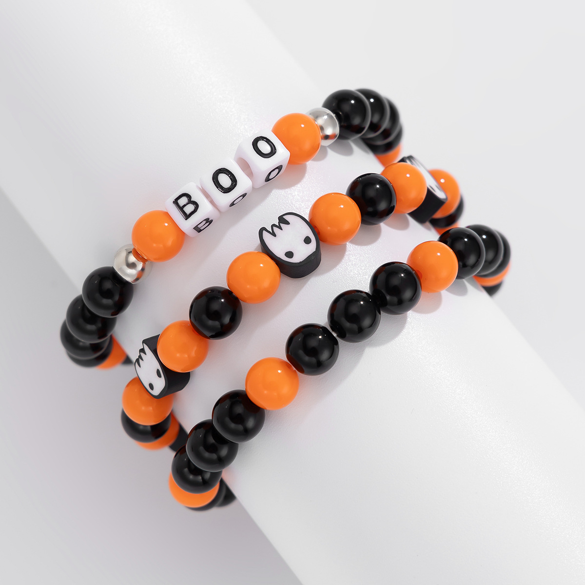 Pulsera de cerámica blanda multicapa con diseño de calabaza fantasma y viento de Ins, pulsera de bruja fantasma para fiesta de Halloween_voghion.com