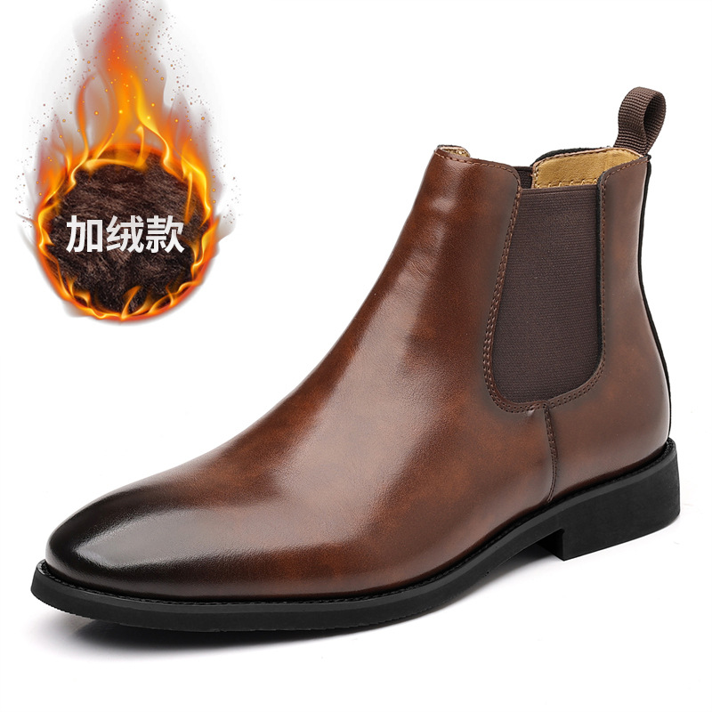 BOTAS cortas de cuero de vaca de alta gama Chelsea nuevos negocios de otoño e invierno con zapatos de cuero casuales Martin Inglaterra botas de cuero para hombres