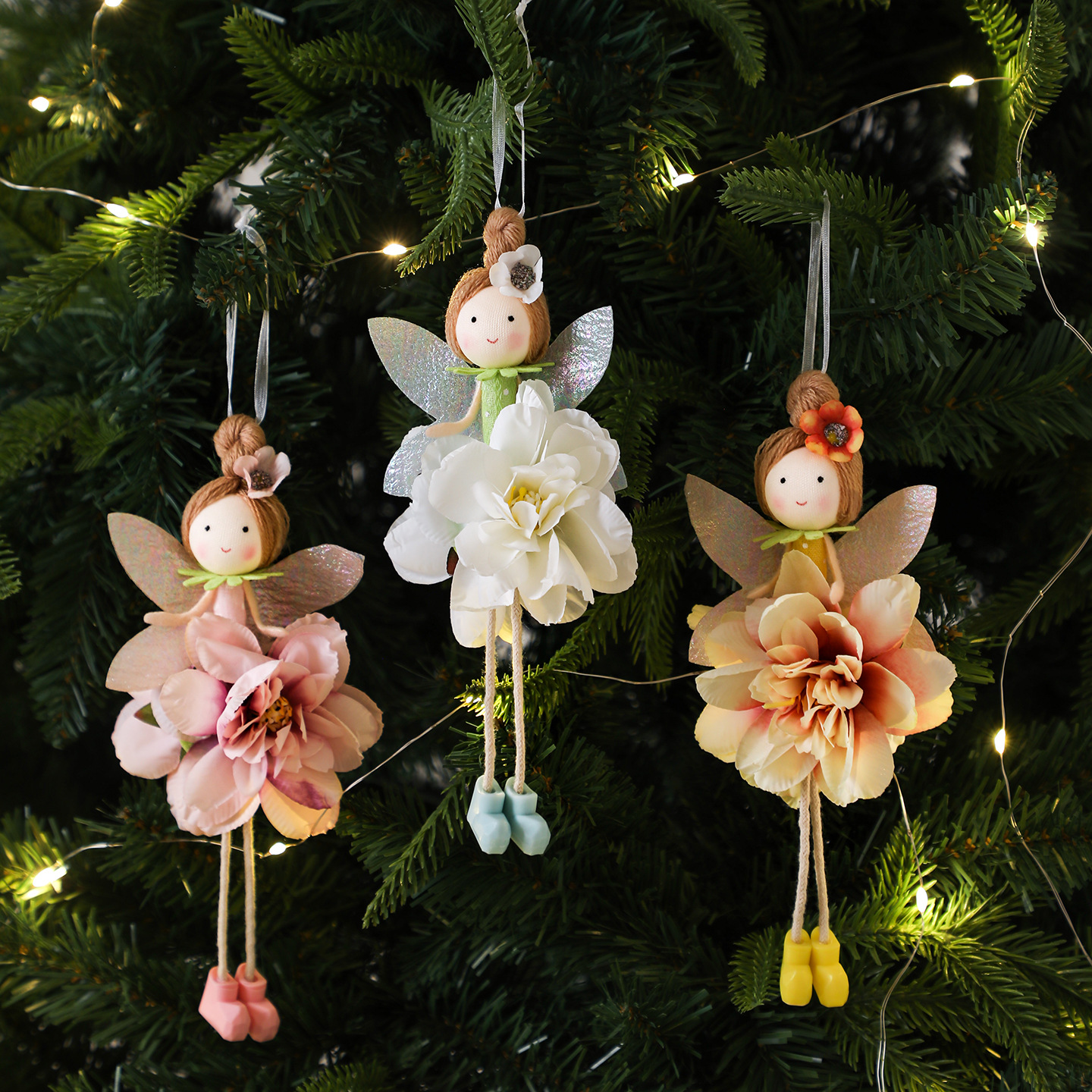 Easter Angel Girl Christmas Tree Decoration Home Bedroom Pendant DIY Spring Simulation Flower Party Props