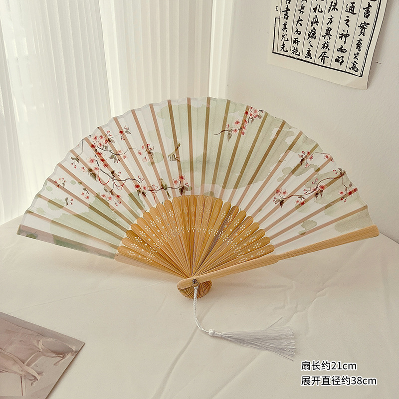 Abanico Plegable Chino Tradicional de Seda y Madera, Plegable y Portátil, para Fotografía Hanfu image 7