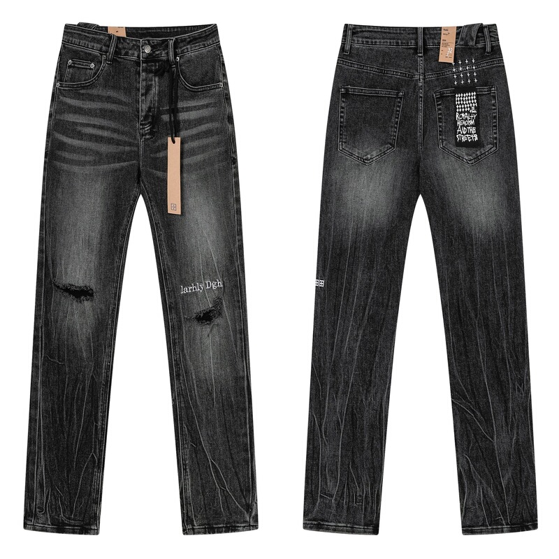 European and American Cross-Border Ksubi Jeans, Long Pants, Washed and Distressed, American-Style Ripped Embroidery, Trendy Brand, High Street, Slim Fit
