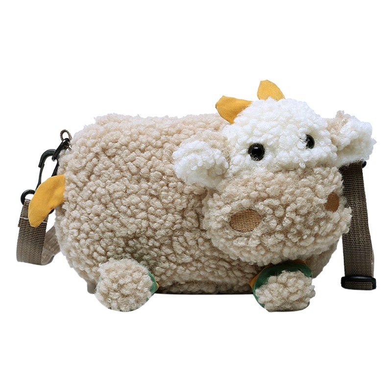 De dibujos animados feo lindo de la vaca de gran capacidad de la Felpa Bolsa de estilo Coreano ins Lindo bolso de hombro chica corazón muñeca bolsa de mensajero
