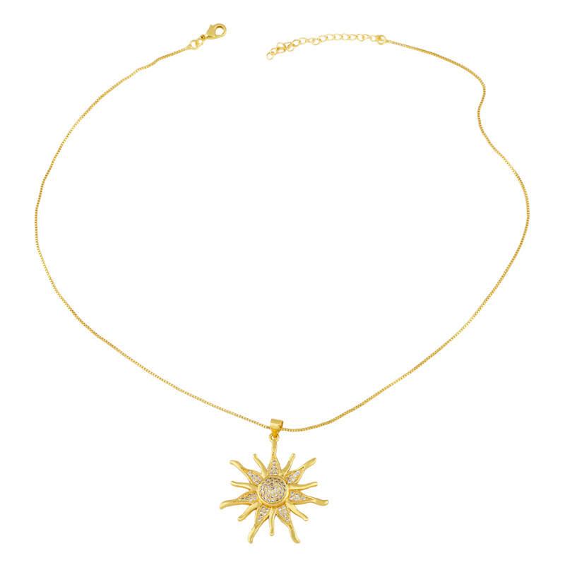 Mode Sonnenblume Mikro-eingelegte Zirkon Halskette display picture 5